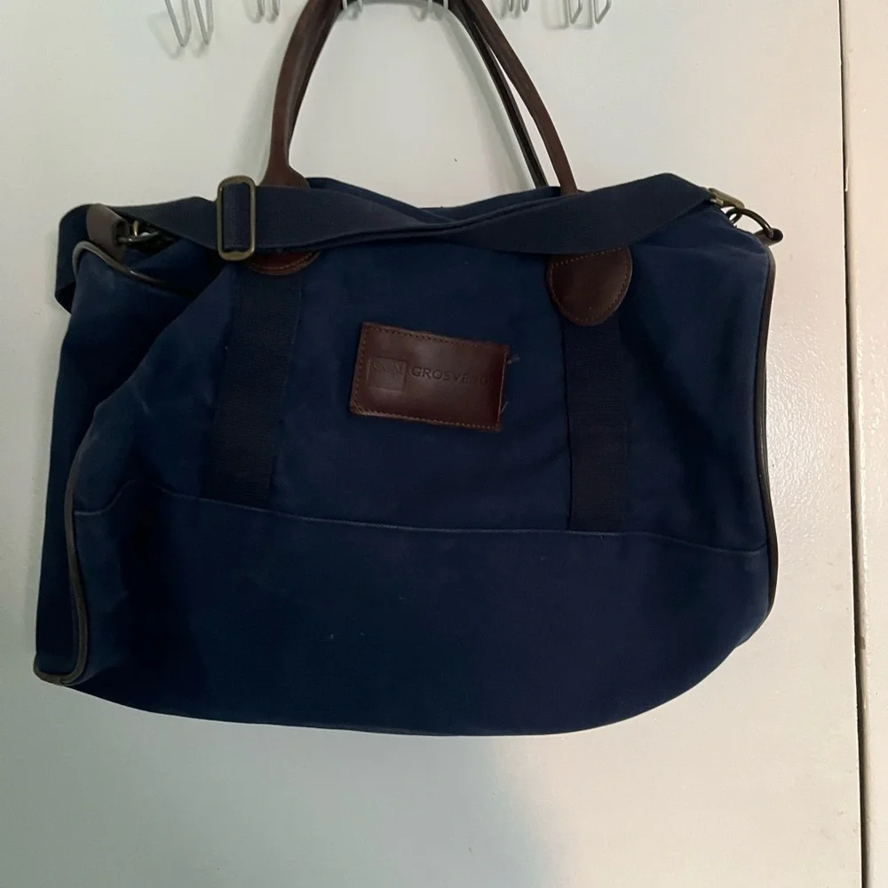 Grosvenor Elegant Blue and Brown Men's Duffel Bag - Picture 2 of 13
